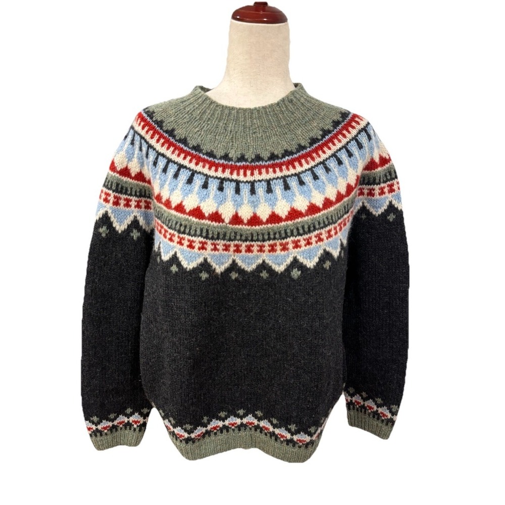 Vintage Eddie Bauer Fair Isle Nordic Wool Ski Sweater Womens Size L Pullover